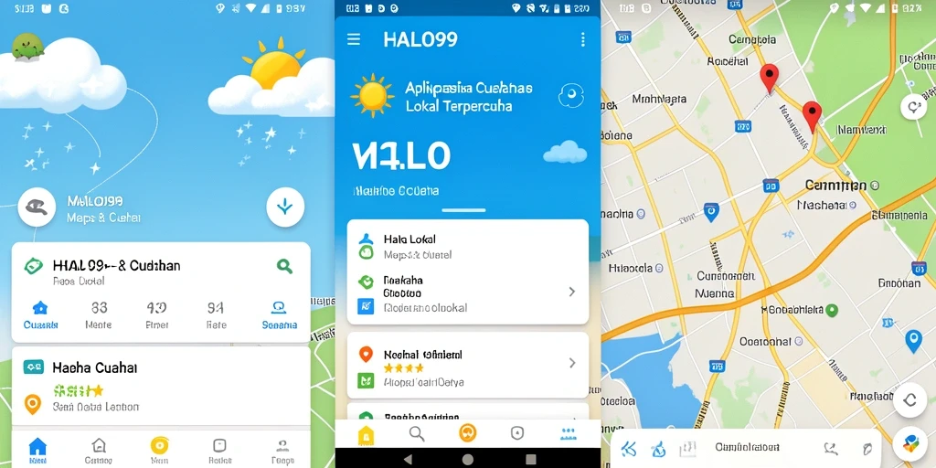Antarmuka HALO99 menampilkan informasi cuaca lokal secara jelas.
