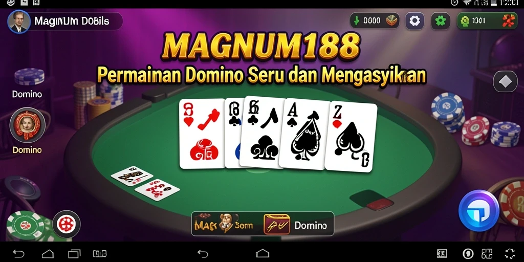 Antarmuka permainan Domino MAGNUM188 yang menarik dan interaktif.
