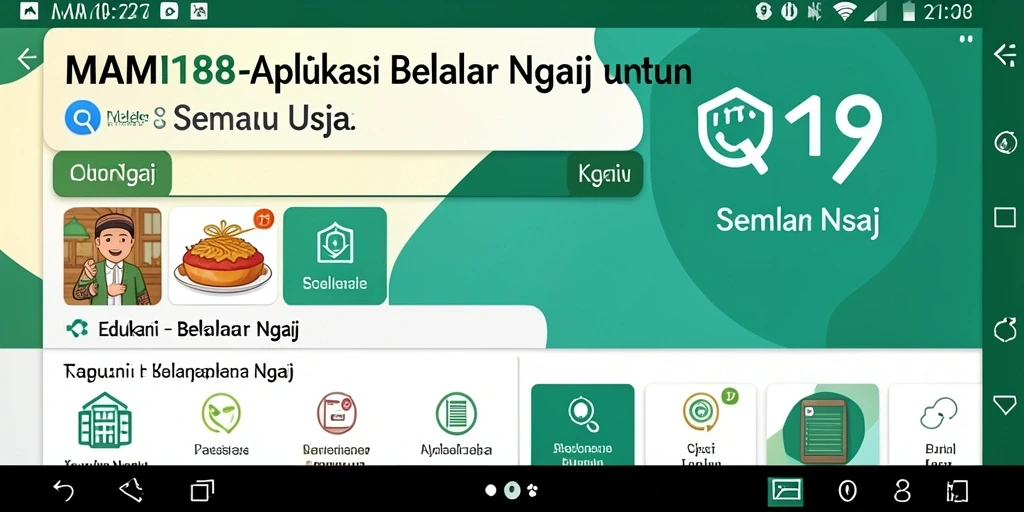 Antarmuka utama MAMI188 untuk Belajar Ngaji yang mudah digunakan.