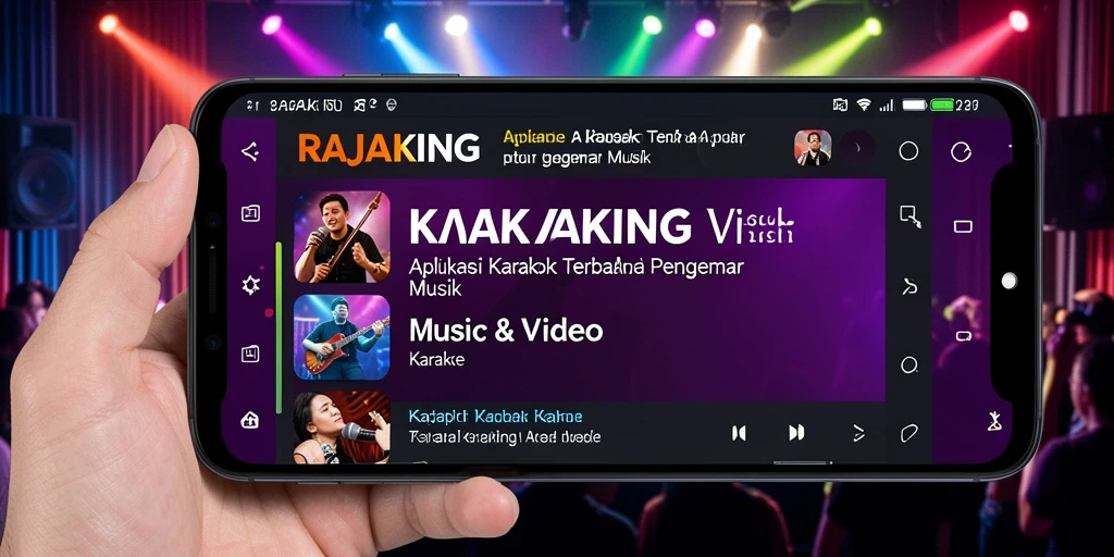 Tampilan antarmuka aplikasi Karaoke RAJAKING yang menarik dan fungsional.