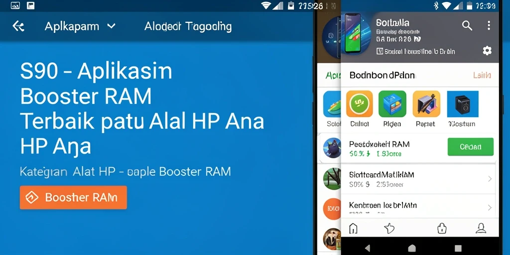Tampilan antarmuka aplikasi Booster RAM S80 yang sederhana dan fungsional.